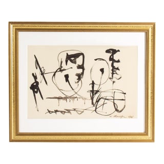 1961 Abstract Ink Painting by Walter Stomps For Sale