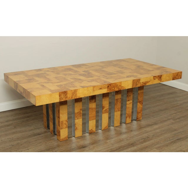 Paul Evans Paul Evans Burlwood & Chrome Cityscape Dining Table For Sale - Image 4 of 13