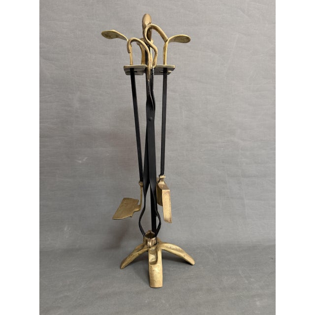 Black Vintage Brutalist Fireplace Tools in Bronze by David Marshall, 1975, Set of 5 For Sale - Image 8 of 9