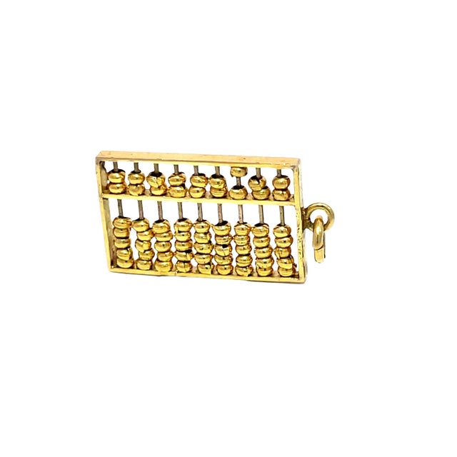 14k Yellow Gold Bead Frame Abacus Charm Pendant For Sale In New York - Image 6 of 9