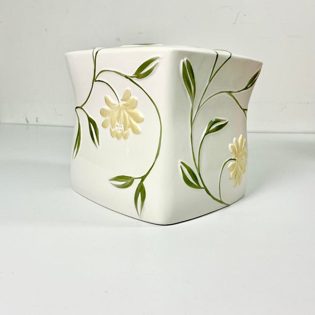 Early 21st Century 2019 Contemporary Art Nouveau Boho Chic Croscill Penelope Ceramic Tissue Box Cover. For Sale - Image 5 of 10