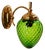 Green Glass & Brass Wall Light For Sale