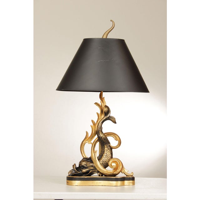 High Quality Vintage Carve Rococo Style Dolphin Form Table Lamp