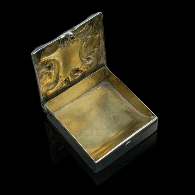 Silver 1910's American Antique Sterling Silver Postage Stamp Box For Sale - Image 8 of 9