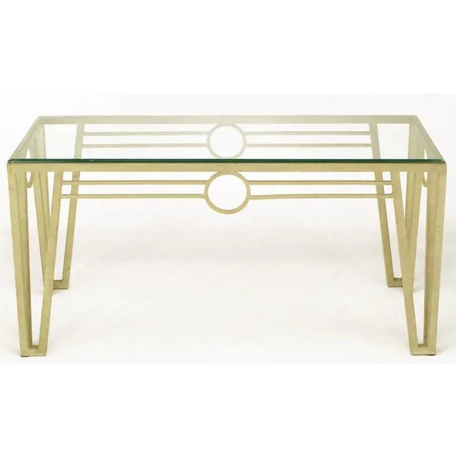 Art Deco Ivory Textured Iron Art Deco Revival Console Table For Sale - Image 3 of 7