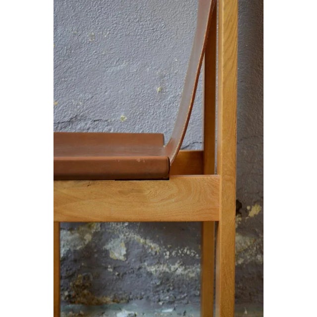 Solid Elm & Leather Chairs by Roland Haeusler, Set of 4 For Sale - Image 18 of 18