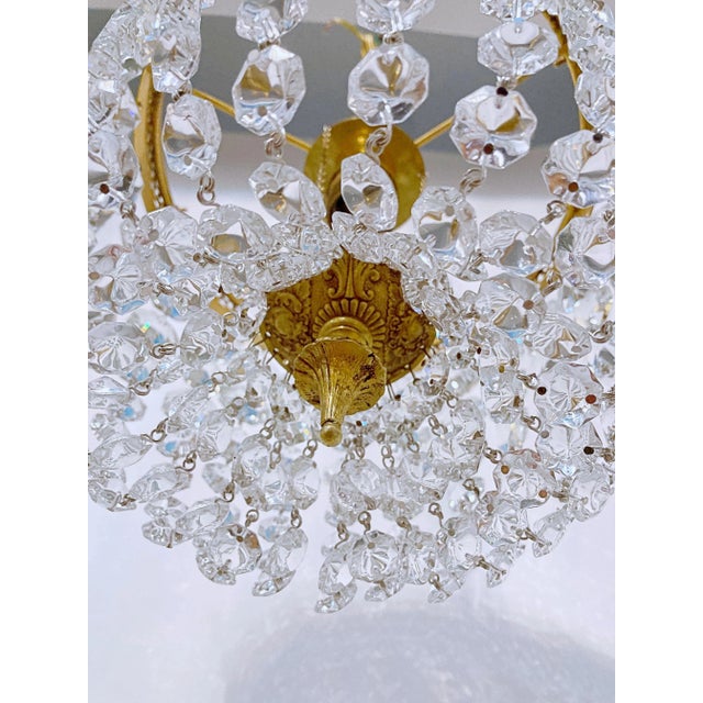 Metal 1950s Italian Brass Basket Chandelier For Sale - Image 7 of 9