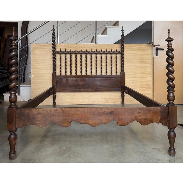 19th Century Baroque Queen Bed, Original Four Solomonic Poster Lisbon Bed For Sale - Image 18 of 18