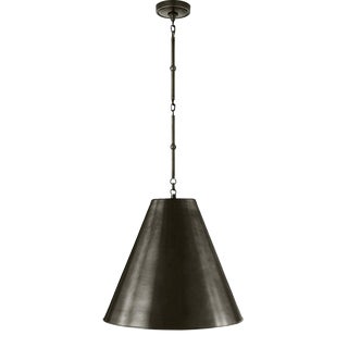 Thomas O'Brien for Visual Comfort Signature Goodman Medium Hanging Light in Bronze with Bronze Shade For Sale