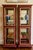 1970s Vintage Dark Red Gold Faux Bamboo Ming Leg Jasper Style Palm Beach Regency Lighted Glass Shelving Etagere Cabinets- A Pair For Sale - Image 5 of 8