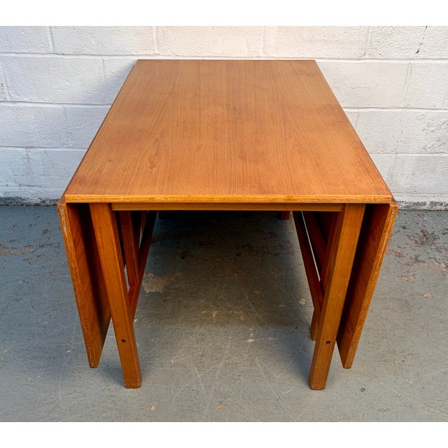 Brown Mid 20th Century Drop-Leaf Solid Teak Dining Table From S. Burchardt Nielsen Danish-German For Sale - Image 8 of 18