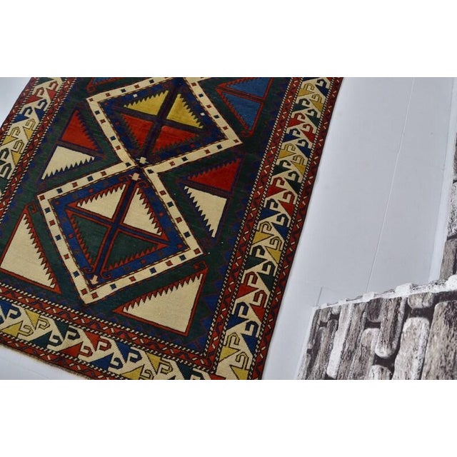 Colourful Vintage Wool Carpet For Sale - Image 4 of 10