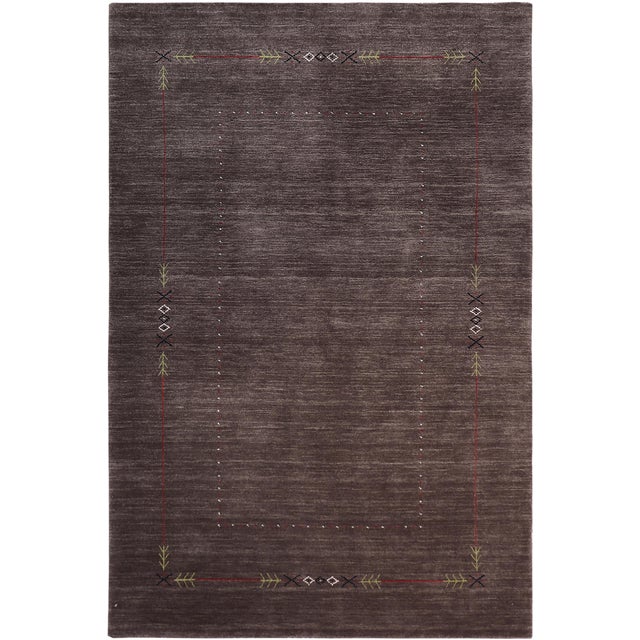 Modern Gabbeh Gray Wool Rug - 5'3''x8'0'' For Sale - Image 9 of 10