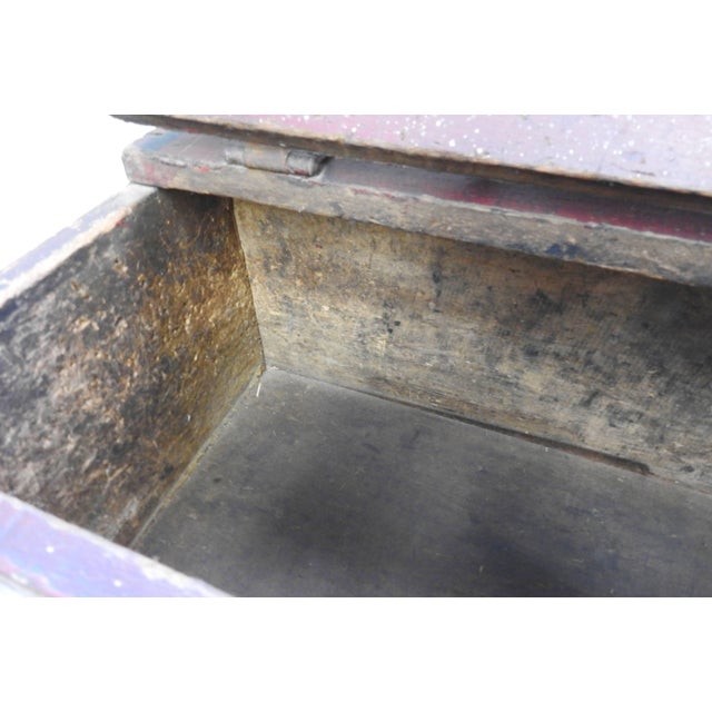 Wood Primitive Hand-Painted Wooden Tool Box For Sale - Image 7 of 11