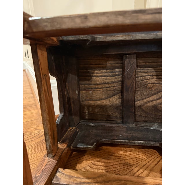 Antique Chinese Hardwood Elm Low Side Table / Stool For Sale - Image 17 of 17