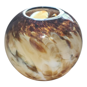 Vintage Italian Hand Blown Art Glass Amber Tan Brown Color Rose Bowl Vase