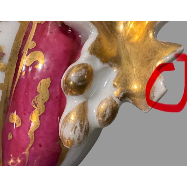 Pair of Antique Old Paris Porcelain Floral & Gilt Decorated Handled 7.5" Spill Vases For Sale - Image 6 of 7