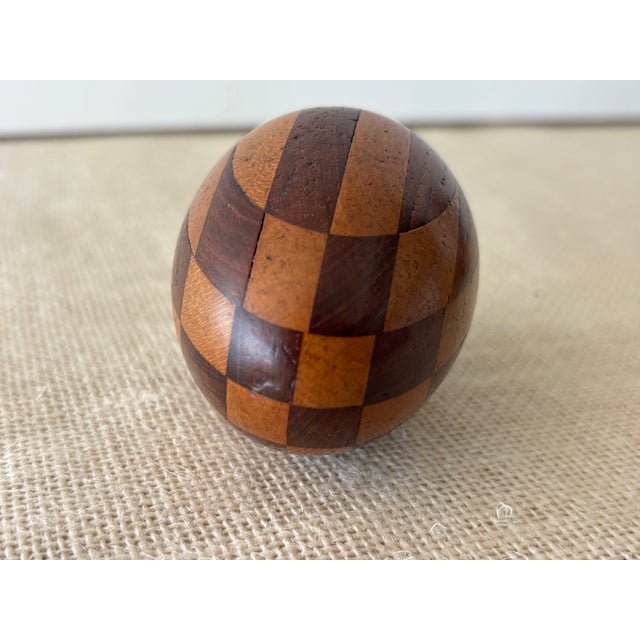 Antique Arts & Crafts Intarsia Inlay Turned Wood Darning Eggs, Set of 5 For Sale In San Diego - Image 6 of 18