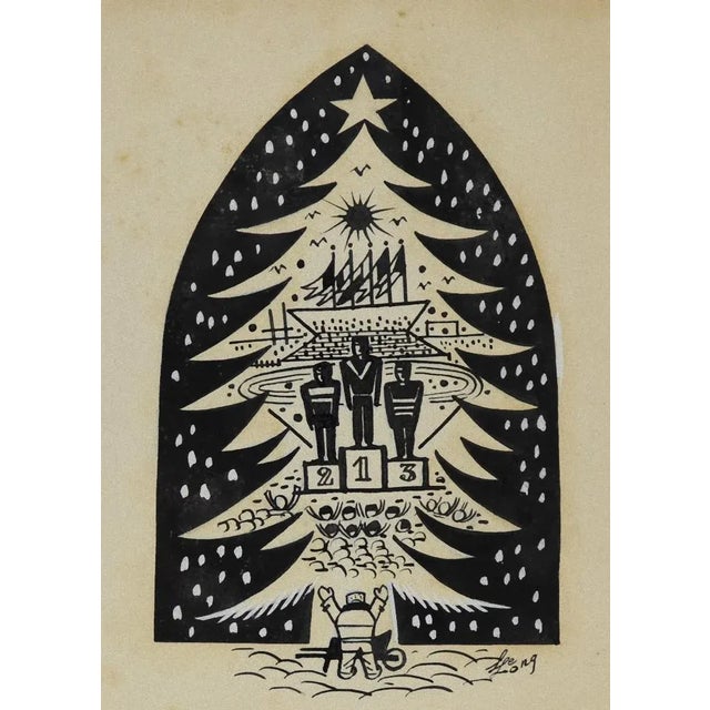 Herta Hausmann, Champions, Mixed Media Drawing, Mid-20th-Century For Sale - Image 4 of 4