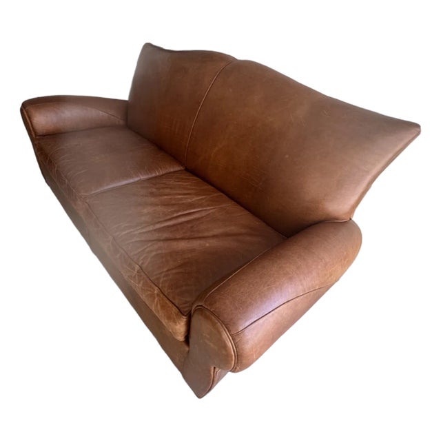 1990s Restoration Hardware Leather Sofa For Sale