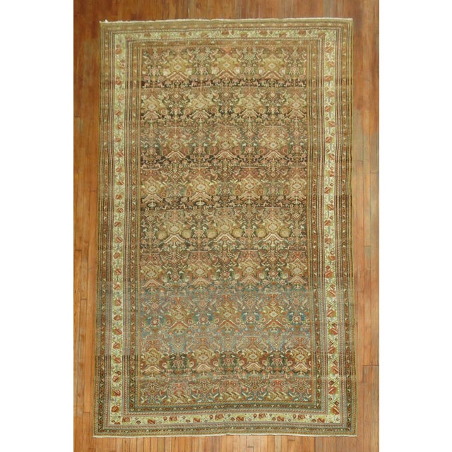 Persian Brown Room Size Antique Persian Malayer Rug - 7'6" x 12'4" For Sale - Image 3 of 10