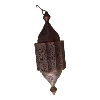 Turkish Bronze Pierced Pendant Light For Sale
