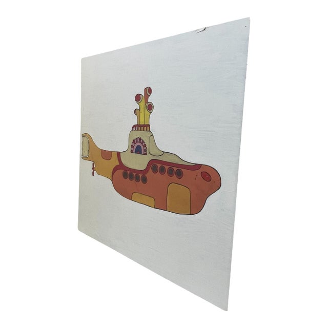 Pop Art 1970s Vintage "The Yellow Submarine" Large Pop Art Painting on Board For Sale - Image 3 of 9