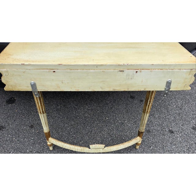 French Louis XVI Revival Painted & Parcel-Gilt Wall-Mounted Console With Disappearing Secret Drawer, Late 19th Century For Sale - Image 17 of 17
