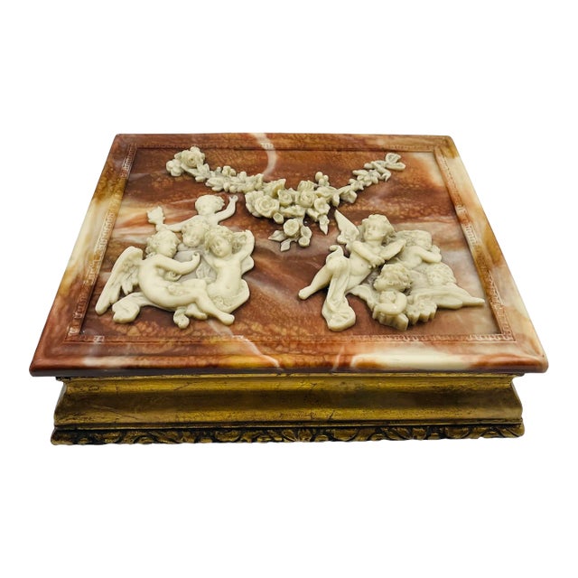 Mid 20th Century Incolay Stone Treasure Box For Sale