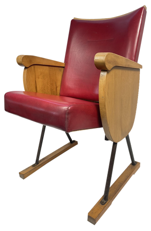 Vintage Armchair in Wood and Leather