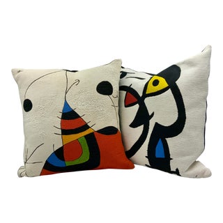 1990s Miro Throw Pillows With Down Inserts- Set of 2 For Sale