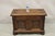 Antique Jacobean Oak Wood Figural Bust Carved Blanket Chest Trunk on Bun Feet. Circa Early 20th Century. Measurements:...