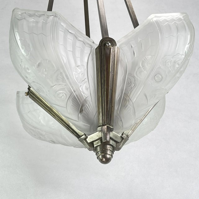 Art Deco Chandelier Hanging Lamp attributed to Jean Gauthier for J. Robert Paris, 1930s For Sale - Image 10 of 13