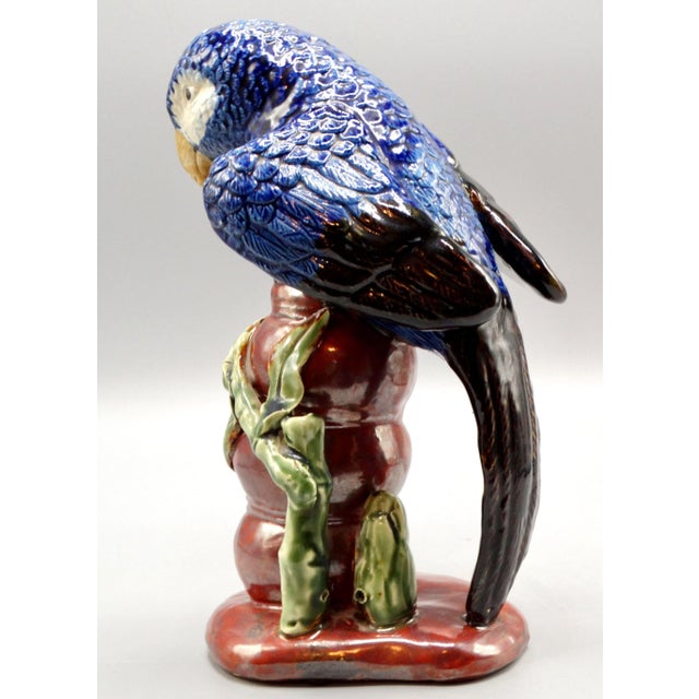 Large Italian Majolica Parrot Figurine 10.5" Height For Sale - Image 6 of 9