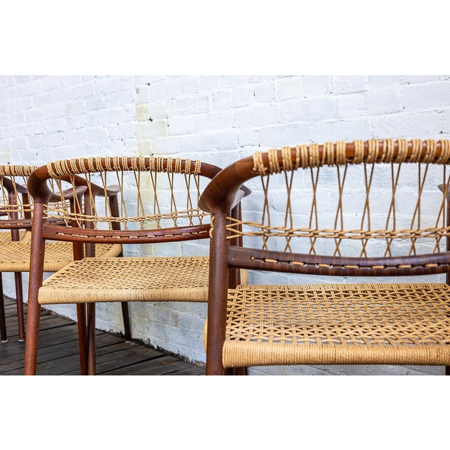 Set of Four (4) Bambi Teak & Cane Dining Chairs by Rolf Rastad & Adolf Relling, Norway 1950s For Sale - Image 10 of 15