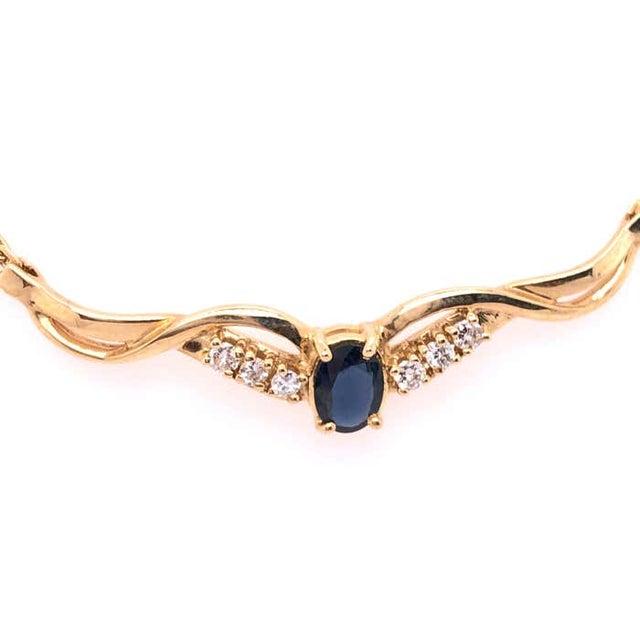 2010s 14 Karat Gold Cable Necklace With Diamond and Sapphire Soldered Pendant .40tdw For Sale - Image 5 of 12