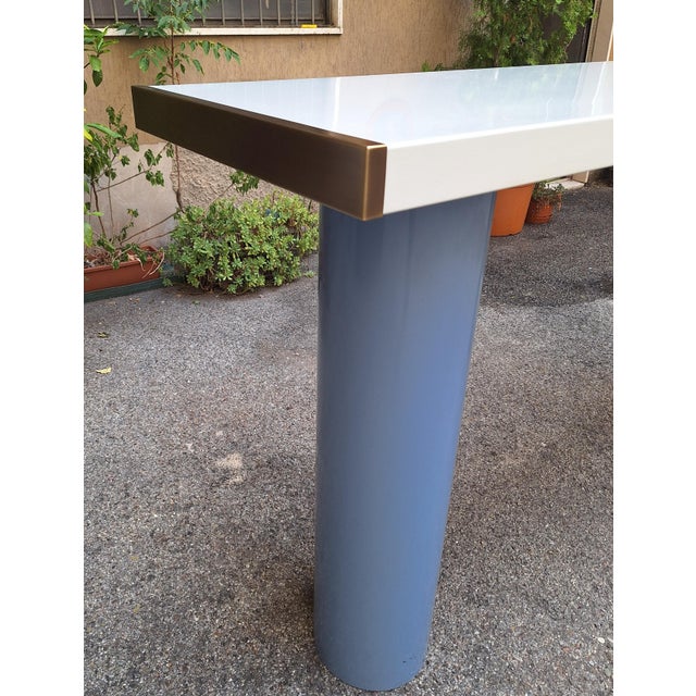 Console in White Lacquer with Cylindrical Plastic Legs by Tresoldi Salvati, 1980s For Sale - Image 4 of 9
