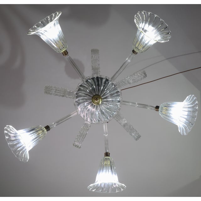 Amazing Art Decò Murano Glass Chandelier 5 Light, 1950 For Sale - Image 10 of 18
