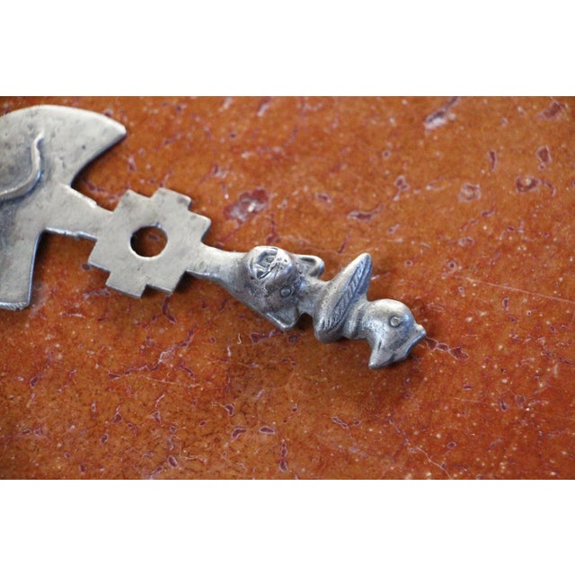 Antique 19th Century Silver Inca Tumi Ceremonial Knife With Figural Finial For Sale - Image 6 of 13