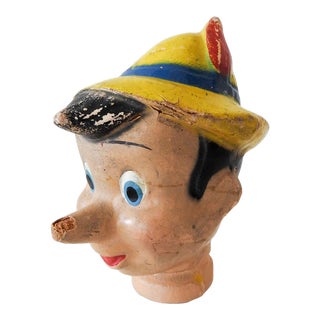 Vintage Pinocchio Hand Puppet Head Walt Disney Sculpture For Sale