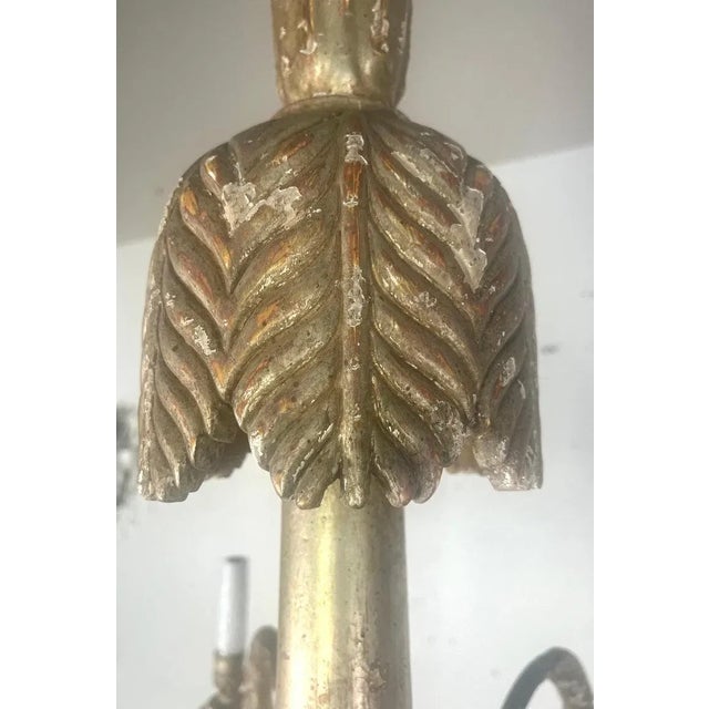 Timothy Corrigan Baroque Chandelier, Silver Leaf & Wood, Usa For Sale - Image 4 of 12