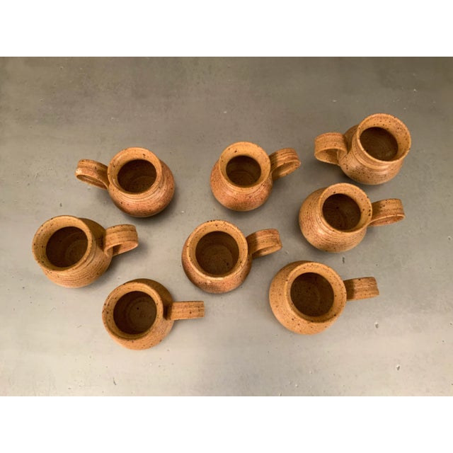 Rustic Vintage Chris Davis Functional Pottery Set of 8 Coffee Mugs For Sale - Image 3 of 7