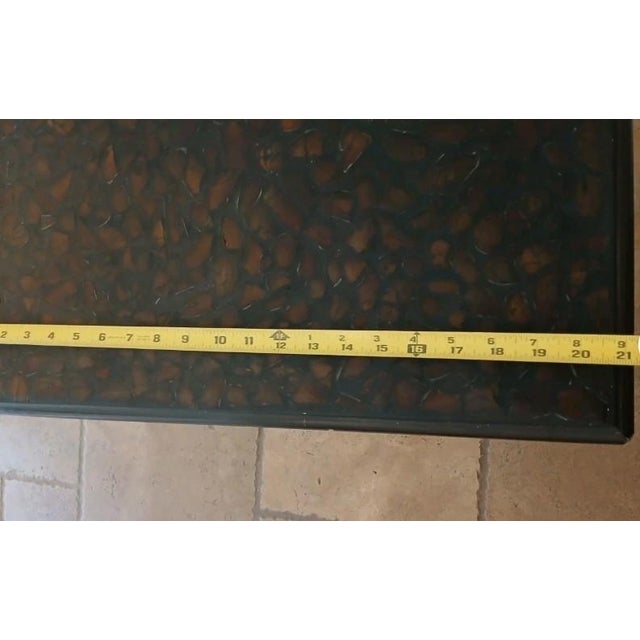 2 1950s MCM Nesting Tables Chinoiserie Lacquered Mosaic Faux Bamboo Legs Asian Vintage For Sale - Image 11 of 18