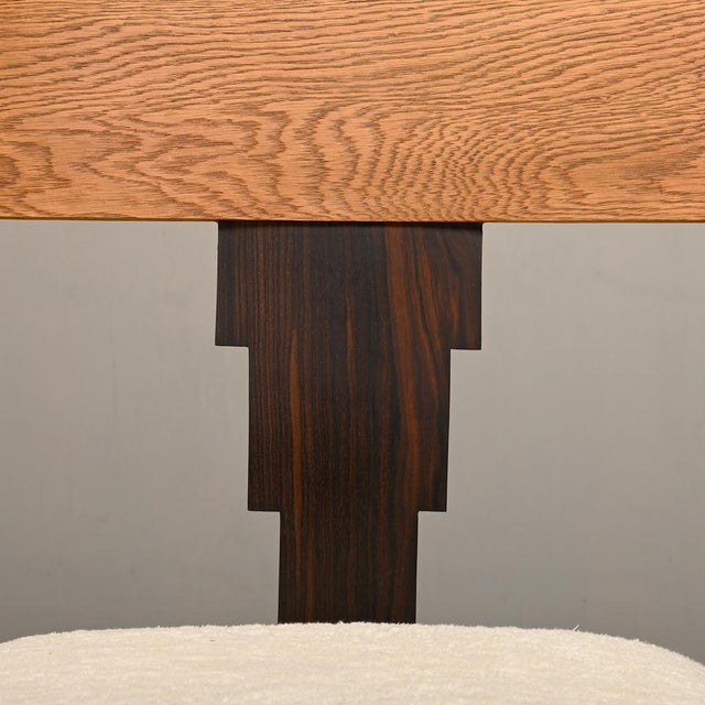 Dutch Art Deco Amsterdam School Armchair in Oak and Bouclé Fabric, 1930s For Sale - Image 13 of 17