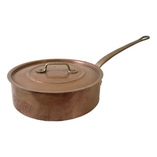 Vintage Copper 9” Saucepan With Lid For Sale
