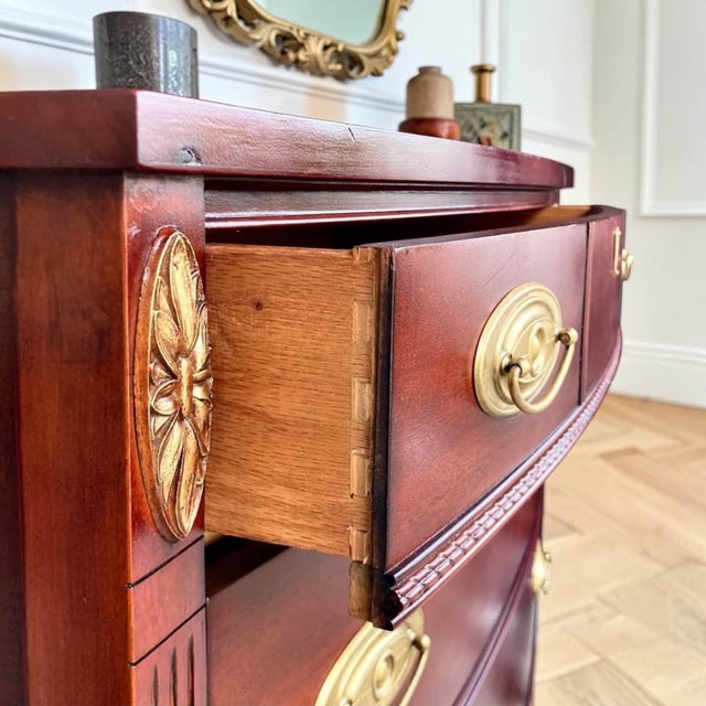Wood Vintage Federal Mahogany Tall Chest | Chest of Drawers | Dresser For Sale - Image 7 of 11