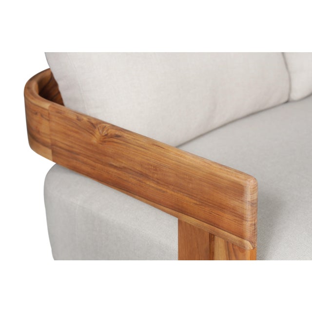 Paradiso Outdoor Solid Teak Wood Sofa - Gray Fabric For Sale - Image 13 of 13