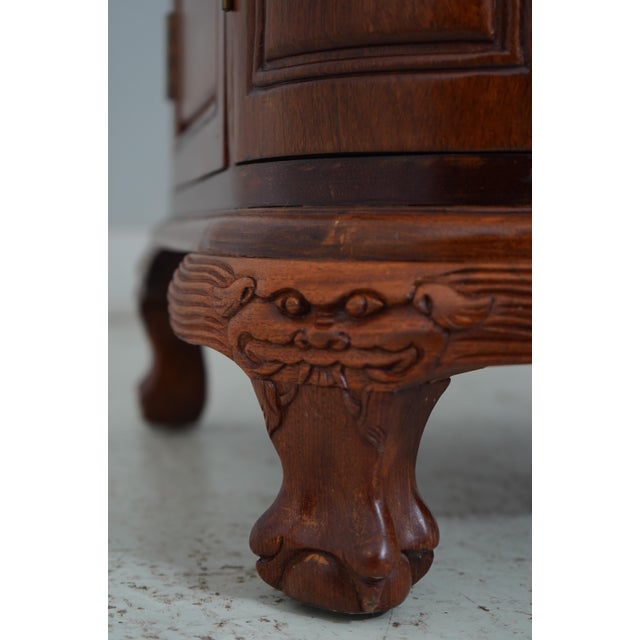 Vintage Chinese Teak Carved Bar Cabinet For Sale - Image 10 of 12
