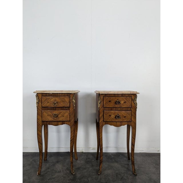 Louis XV Wooden Bedside Tables, Set of 2, in Very Good conditions. Designed 1980 to 1989