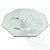 This striking coffee table has an acrylic three-legged base that echoes the octagonal shape of the glass top. Unmarked.